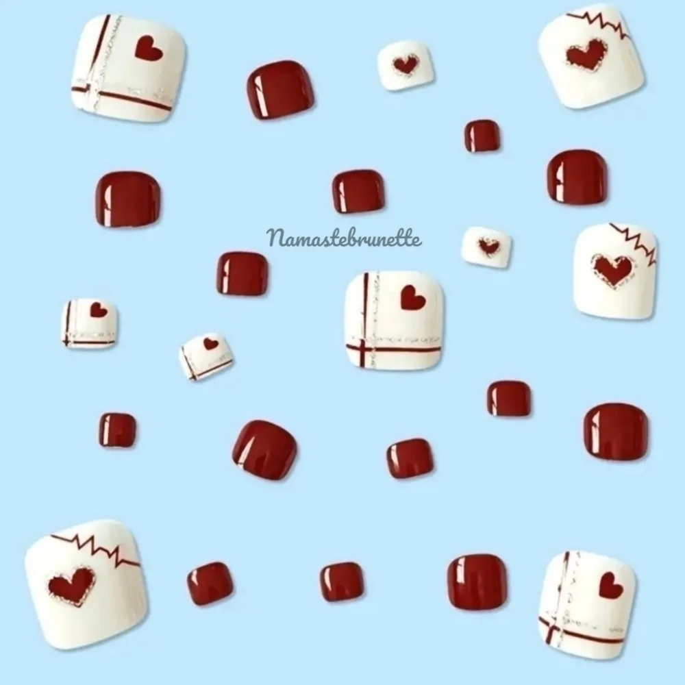 2/$16 Red Hearts To Press On Toenails